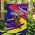 Andorra Garden Flag with Cartoon Ibex and Swirl Stripe Design - Wonder Print Shop