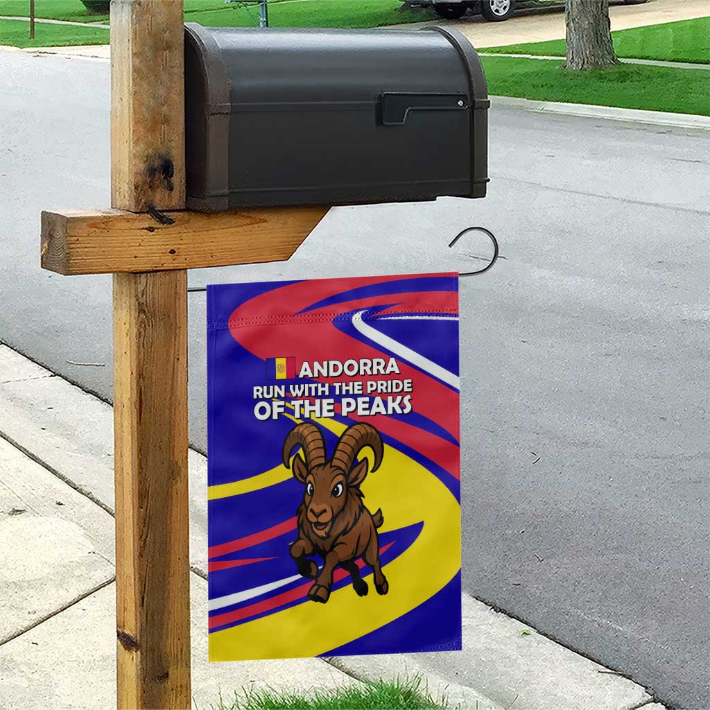 Andorra Garden Flag with Cartoon Ibex and Swirl Stripe Design - Wonder Print Shop