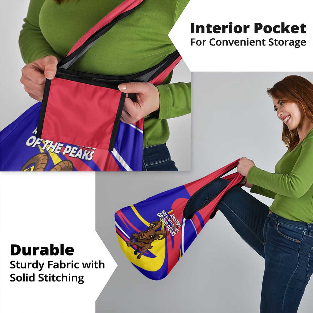 Andorra Grocery Bag with Cartoon Ibex and Swirl Stripe Design - Wonder Print Shop