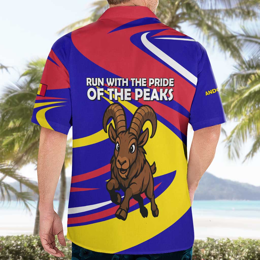 Andorra Hawaiian Shirt with Cartoon Ibex and Swirl Stripe Design - Wonder Print Shop