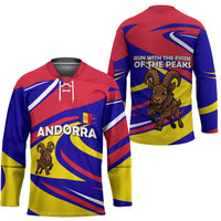 Andorra Hockey Jersey with Cartoon Ibex and Swirl Stripe Design - Wonder Print Shop