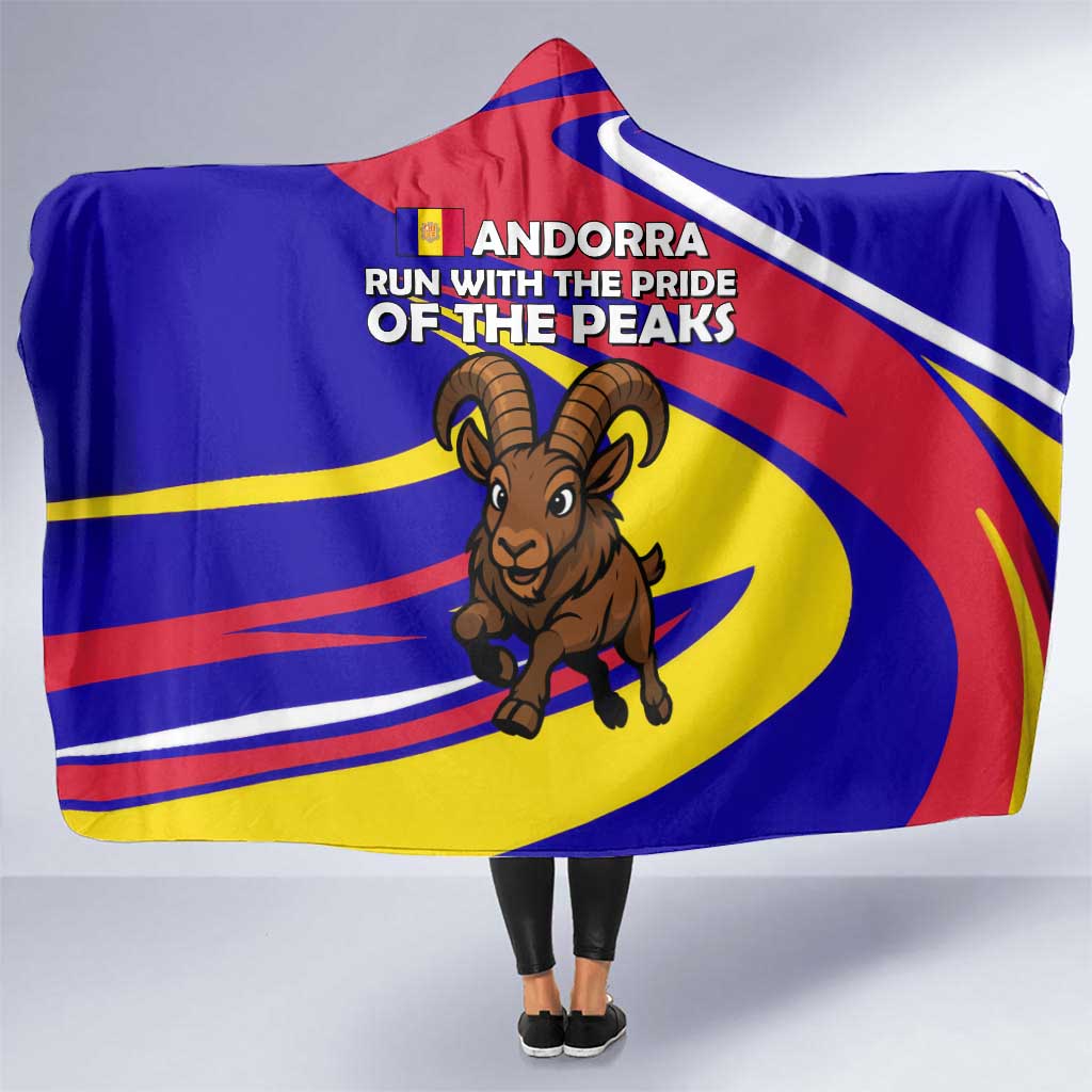 Andorra Hooded Blanket with Cartoon Ibex and Swirl Stripe Design - Wonder Print Shop
