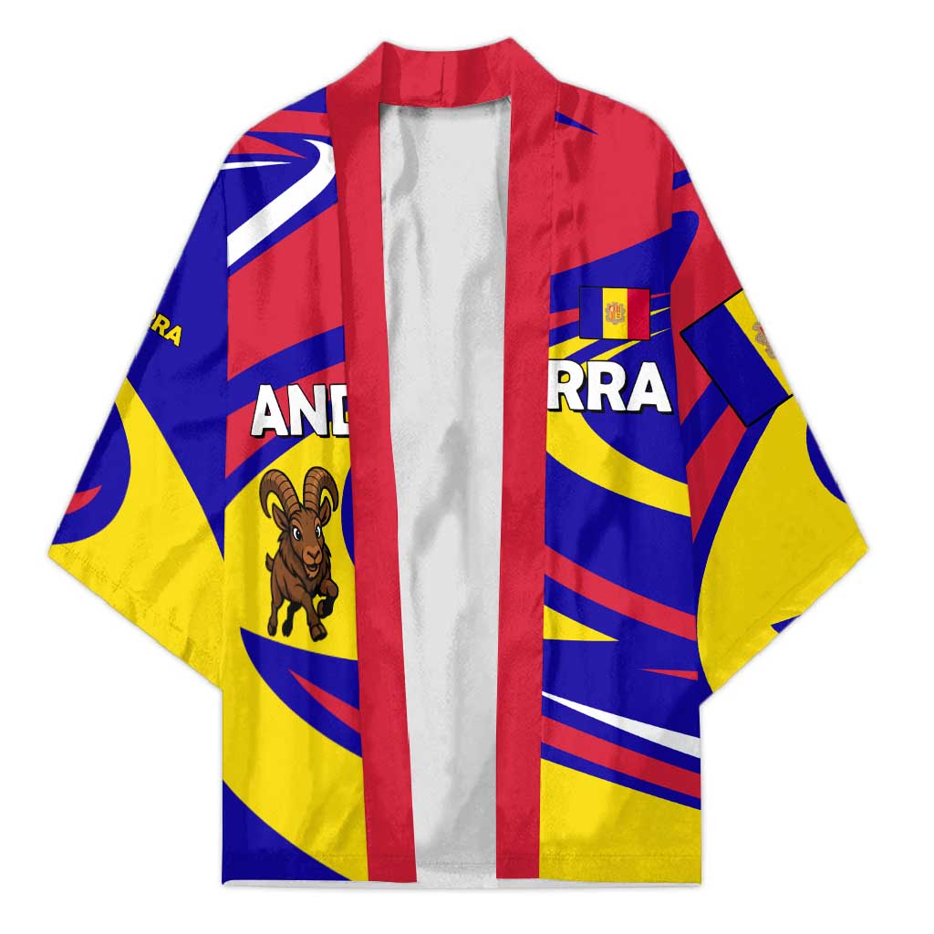 Andorra Kimono with Cartoon Ibex and Swirl Stripe Design - Wonder Print Shop
