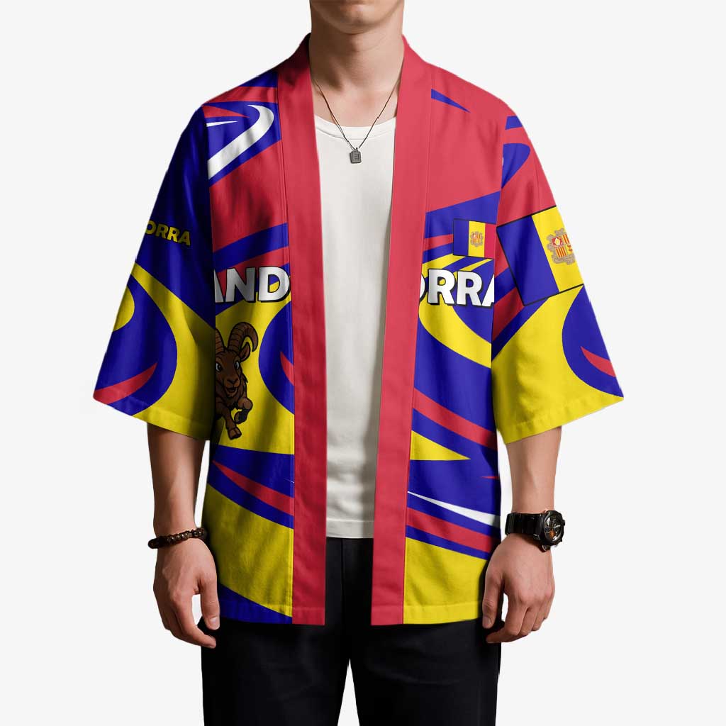 Andorra Kimono with Cartoon Ibex and Swirl Stripe Design - Wonder Print Shop