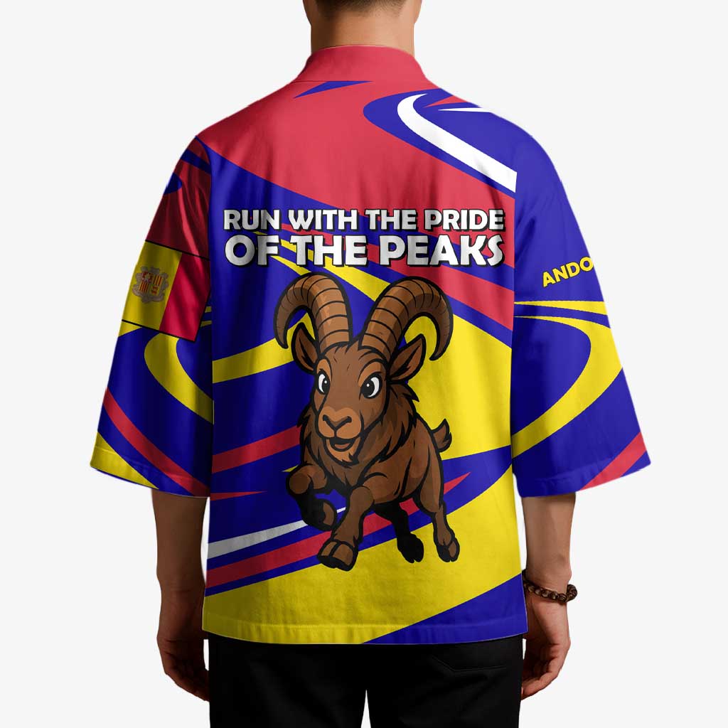 Andorra Kimono with Cartoon Ibex and Swirl Stripe Design - Wonder Print Shop