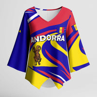 Andorra Kimono Sleeve Blouse with Cartoon Ibex and Swirl Stripe Design - Wonder Print Shop