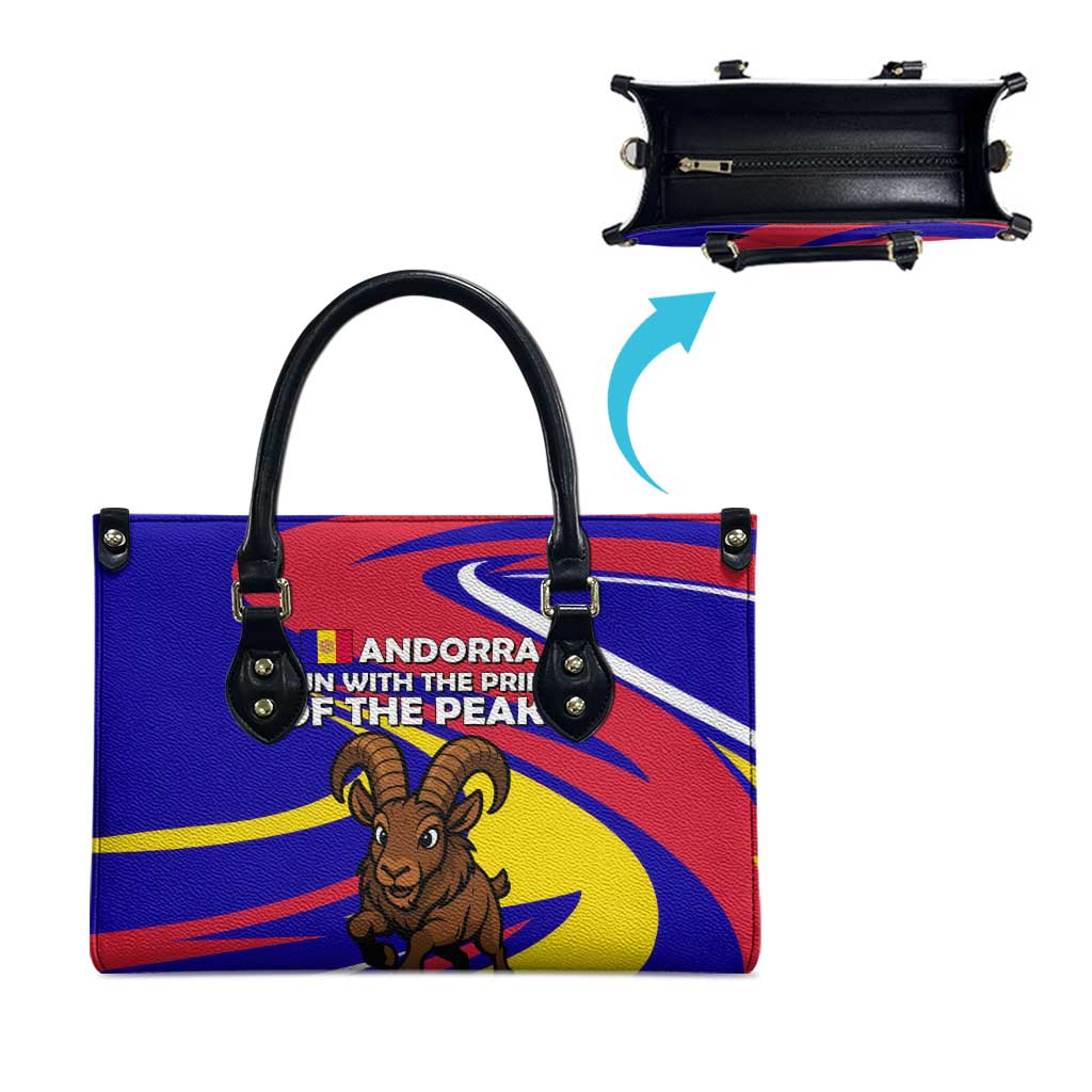 Andorra Leather Bag with Cartoon Ibex and Swirl Stripe Design - Wonder Print Shop