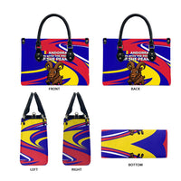 Andorra Leather Bag with Cartoon Ibex and Swirl Stripe Design - Wonder Print Shop