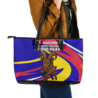 Andorra Leather Tote Bag with Cartoon Ibex and Swirl Stripe Design - Wonder Print Shop