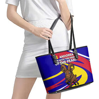Andorra Leather Tote Bag with Cartoon Ibex and Swirl Stripe Design - Wonder Print Shop