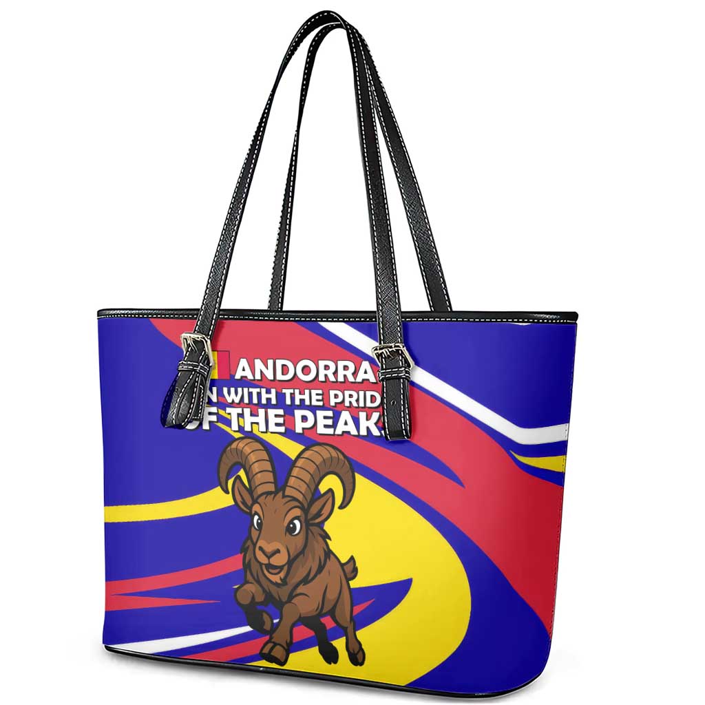Andorra Leather Tote Bag with Cartoon Ibex and Swirl Stripe Design - Wonder Print Shop