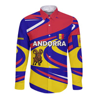 Andorra Long Sleeve Button Shirt with Cartoon Ibex and Swirl Stripe Design - Wonder Print Shop