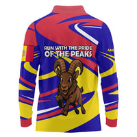 Andorra Long Sleeve Polo Shirt with Cartoon Ibex and Swirl Stripe Design - Wonder Print Shop