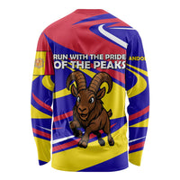 Andorra Long Sleeve Shirt with Cartoon Ibex and Swirl Stripe Design - Wonder Print Shop