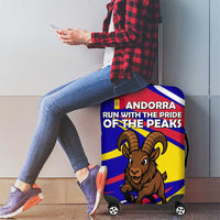 Andorra Luggage Cover with Cartoon Ibex and Swirl Stripe Design - Wonder Print Shop