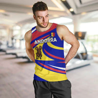 Andorra Men Tank Top with Cartoon Ibex and Swirl Stripe Design - Wonder Print Shop