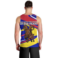 Andorra Men Tank Top with Cartoon Ibex and Swirl Stripe Design - Wonder Print Shop