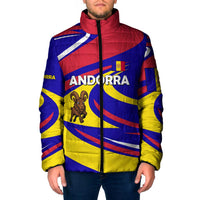 Andorra Padded Jacket with Cartoon Ibex and Swirl Stripe Design - Wonder Print Shop