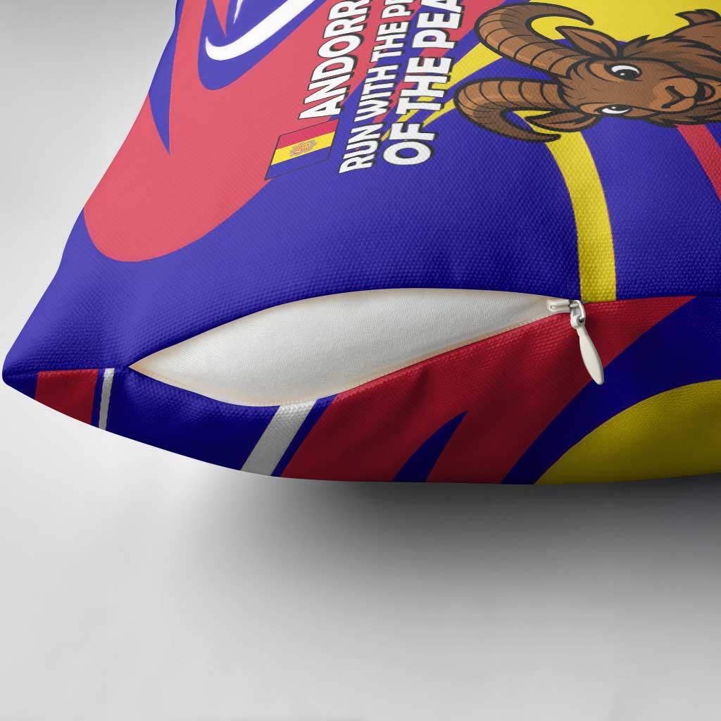 Andorra Pillow Cover with Cartoon Ibex and Swirl Stripe Design - Wonder Print Shop