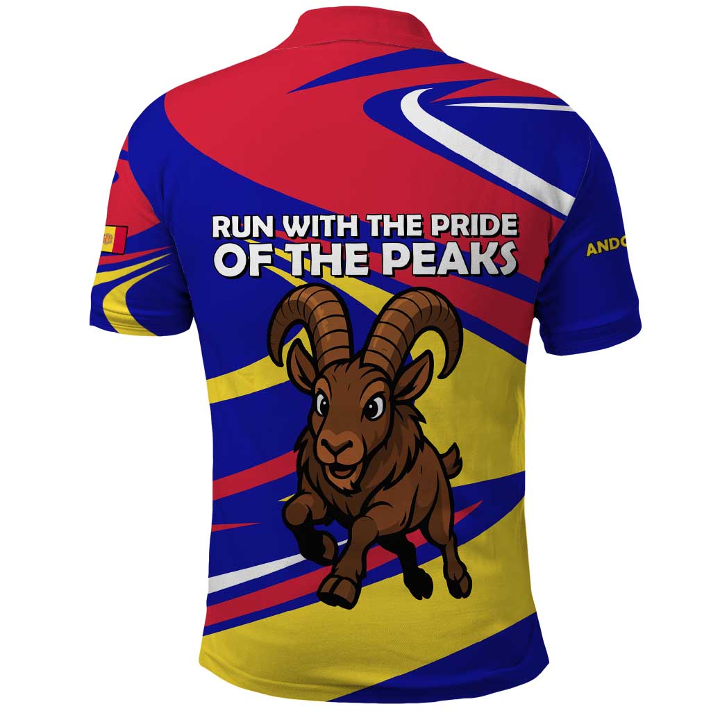 Andorra Polo Shirt with Cartoon Ibex and Swirl Stripe Design - Wonder Print Shop
