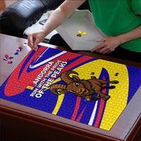 Andorra Puzzle with Cartoon Ibex and Swirl Stripe Design - Wonder Print Shop