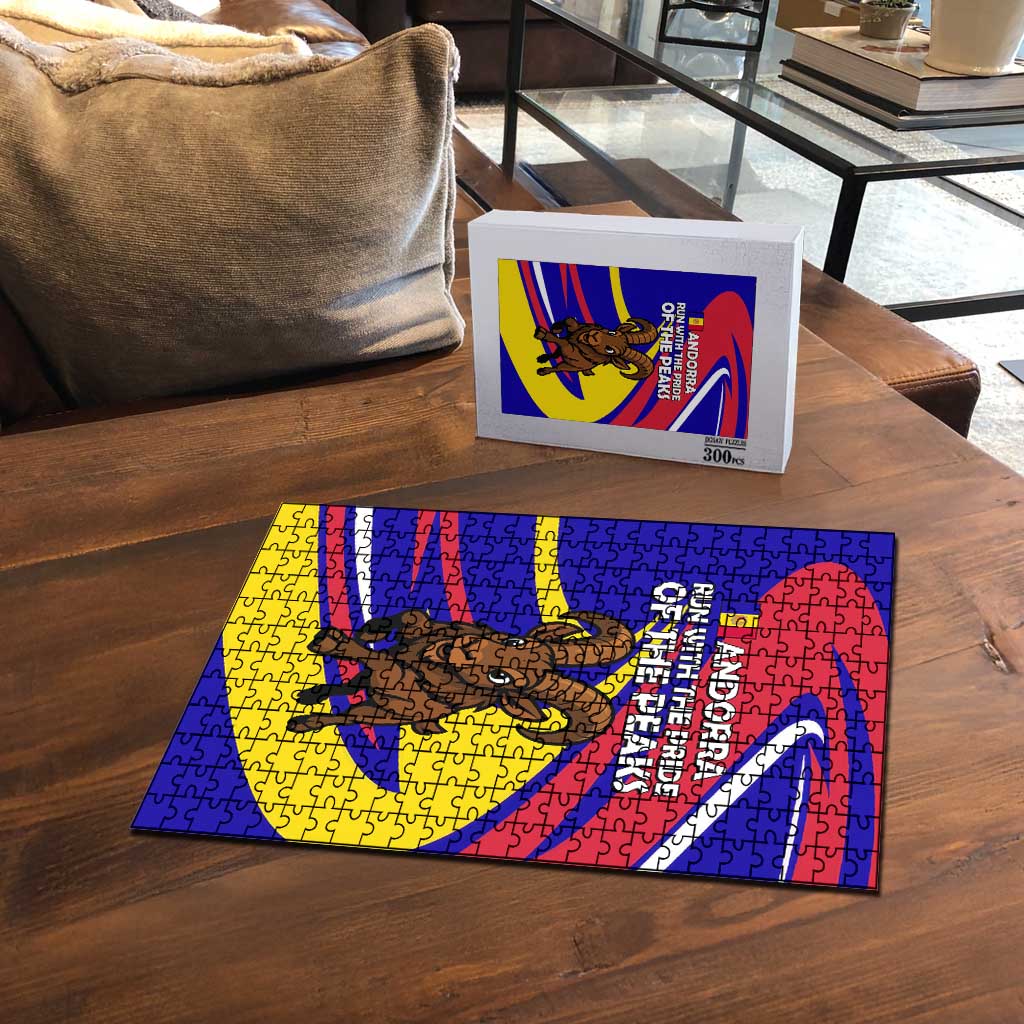 Andorra Puzzle with Cartoon Ibex and Swirl Stripe Design - Wonder Print Shop