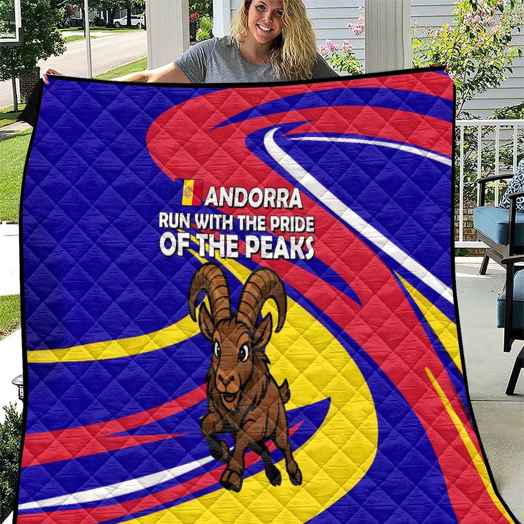 Andorra Quilt with Cartoon Ibex and Swirl Stripe Design - Wonder Print Shop