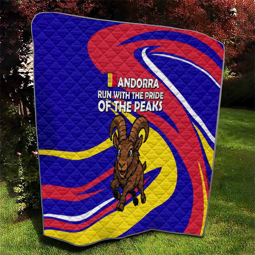 Andorra Quilt with Cartoon Ibex and Swirl Stripe Design - Wonder Print Shop