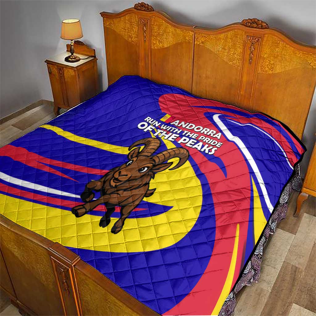 Andorra Quilt with Cartoon Ibex and Swirl Stripe Design - Wonder Print Shop