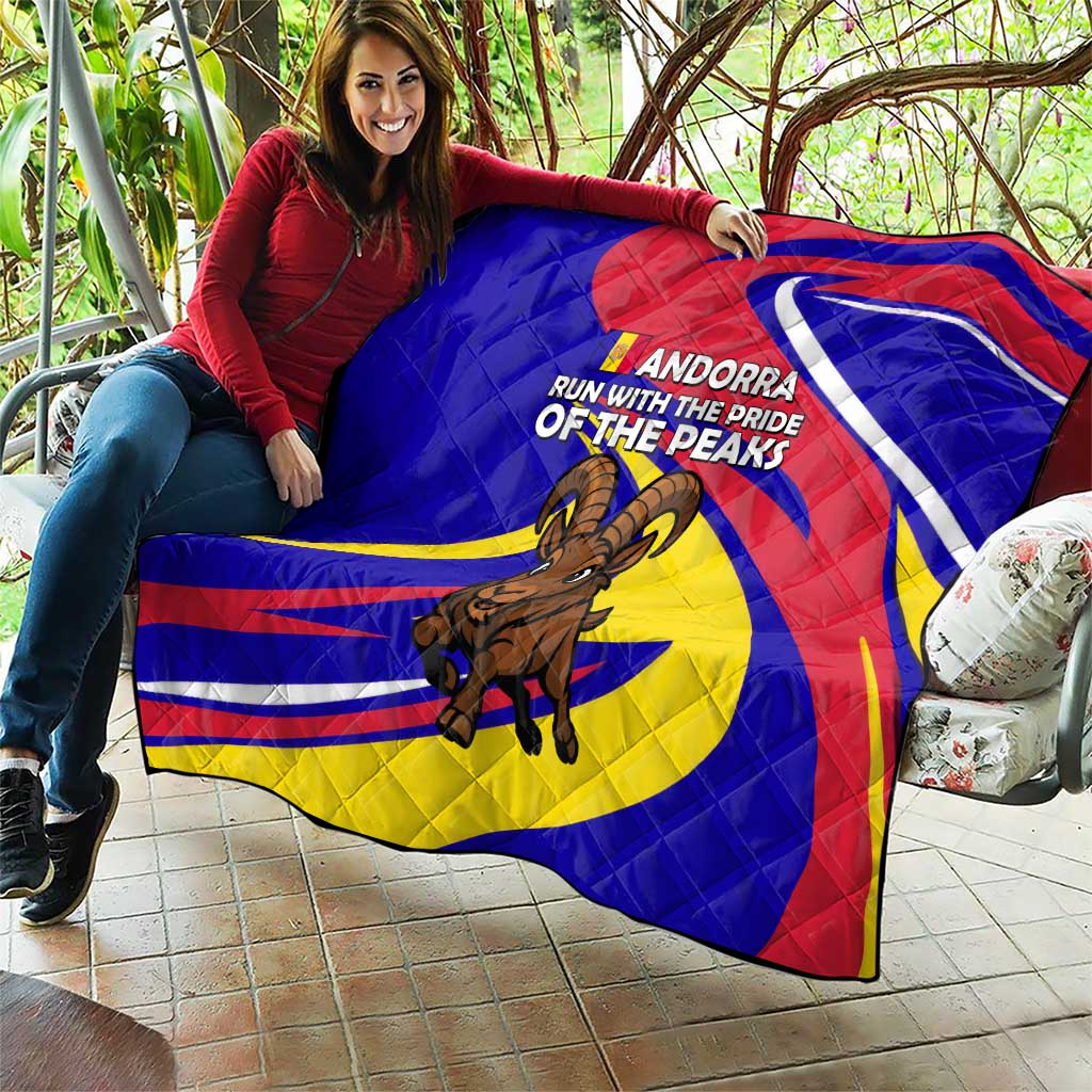 Andorra Quilt with Cartoon Ibex and Swirl Stripe Design - Wonder Print Shop