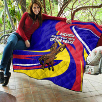 Andorra Quilt with Cartoon Ibex and Swirl Stripe Design - Wonder Print Shop