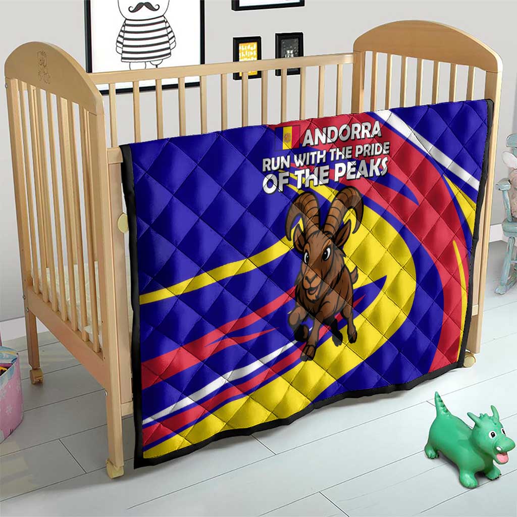 Andorra Quilt with Cartoon Ibex and Swirl Stripe Design - Wonder Print Shop