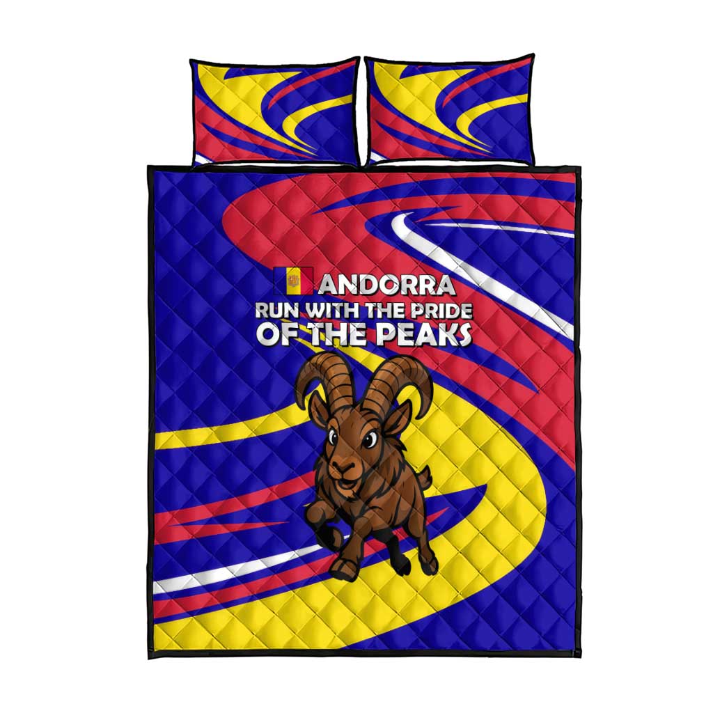 Andorra Quilt Bed Set with Cartoon Ibex and Swirl Stripe Design - Wonder Print Shop