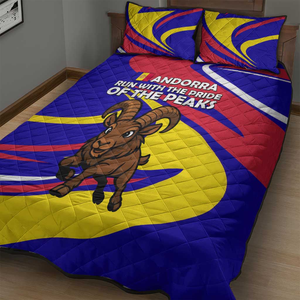 Andorra Quilt Bed Set with Cartoon Ibex and Swirl Stripe Design - Wonder Print Shop