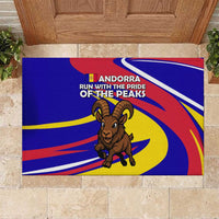 Andorra Rubber Doormat with Cartoon Ibex and Swirl Stripe Design - Wonder Print Shop