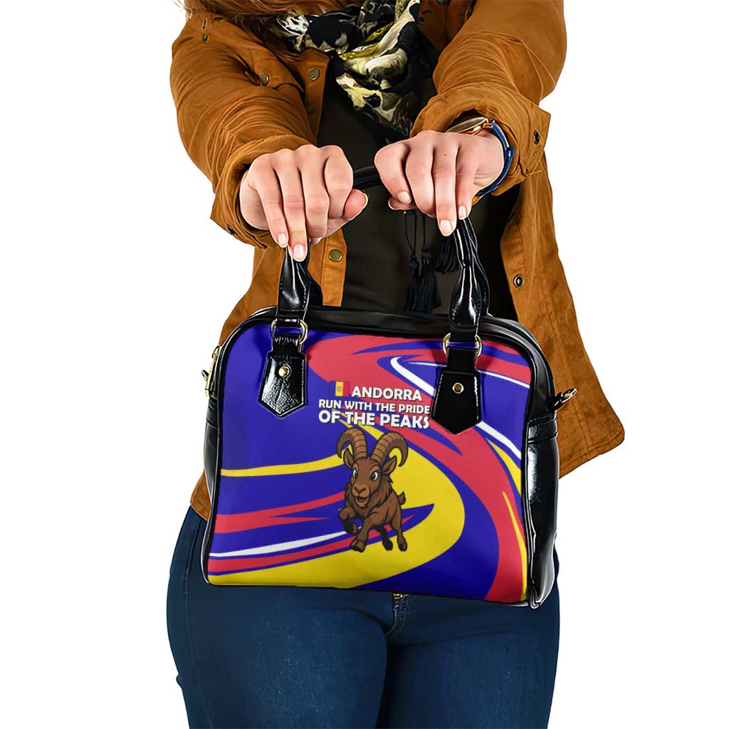 Andorra Shoulder Handbag with Cartoon Ibex and Swirl Stripe Design - Wonder Print Shop