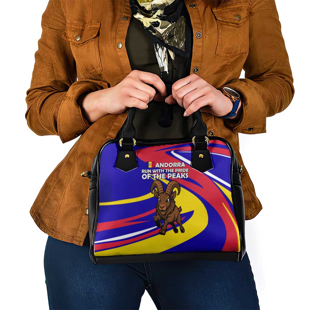 Andorra Shoulder Handbag with Cartoon Ibex and Swirl Stripe Design - Wonder Print Shop