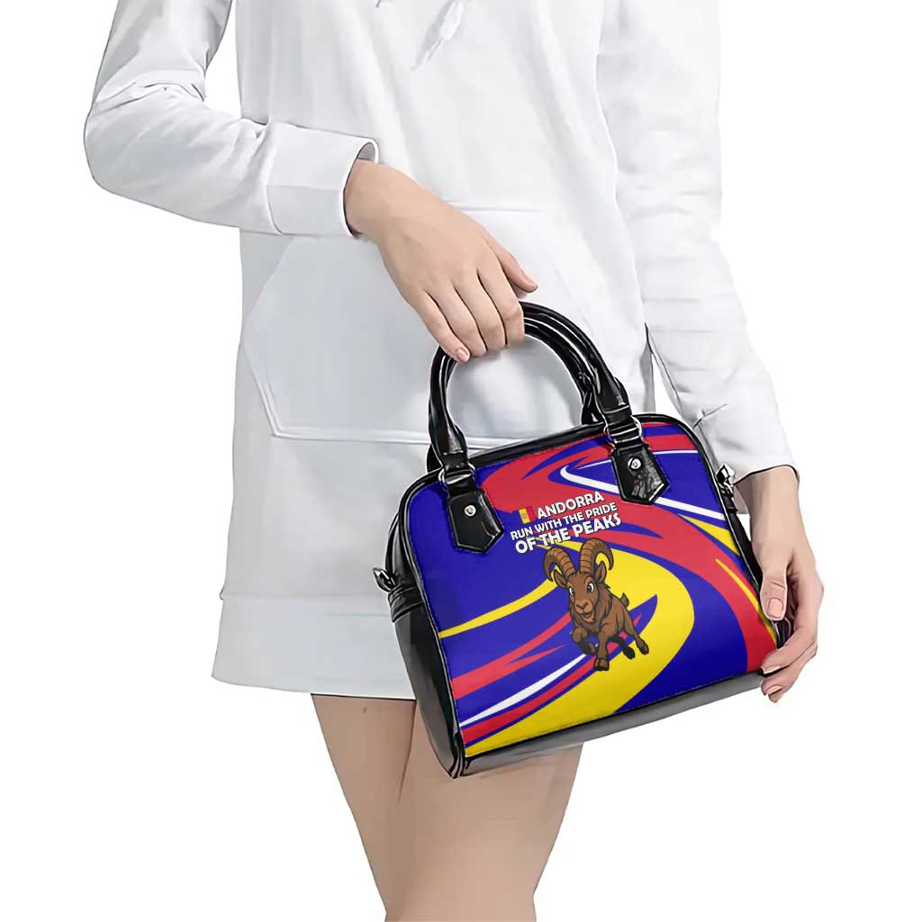 Andorra Shoulder Handbag with Cartoon Ibex and Swirl Stripe Design - Wonder Print Shop