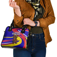 Andorra Shoulder Handbag with Cartoon Ibex and Swirl Stripe Design - Wonder Print Shop