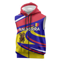 Andorra Sleeveless Zip Hoodie with Cartoon Ibex and Swirl Stripe Design - Wonder Print Shop