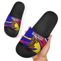 Andorra Slide Sandals with Cartoon Ibex and Swirl Stripe Design - Wonder Print Shop
