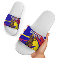 Andorra Slide Sandals with Cartoon Ibex and Swirl Stripe Design - Wonder Print Shop