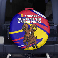 Andorra Spare Tire Cover with Cartoon Ibex and Swirl Stripe Design - Wonder Print Shop
