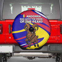 Andorra Spare Tire Cover with Cartoon Ibex and Swirl Stripe Design - Wonder Print Shop