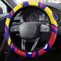 Andorra Steering Wheel Cover with Cartoon Ibex and Swirl Stripe Design - Wonder Print Shop