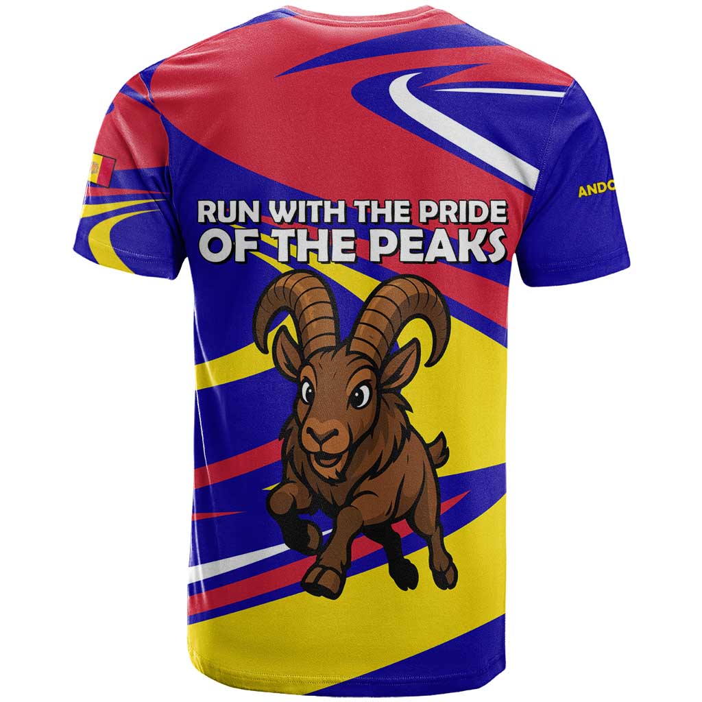 Andorra T Shirt with Cartoon Ibex and Swirl Stripe Design - Wonder Print Shop