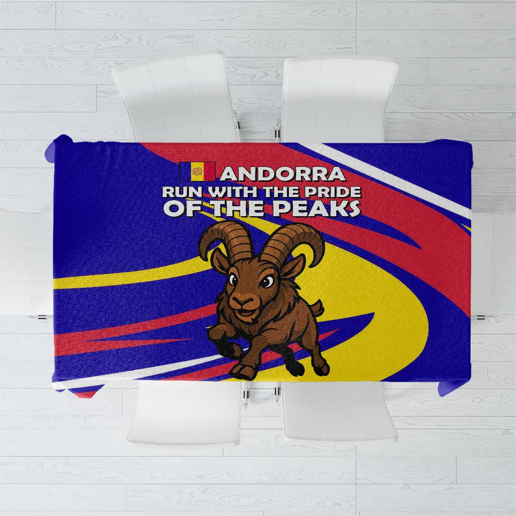 Andorra Tablecloth with Cartoon Ibex and Swirl Stripe Design TS04