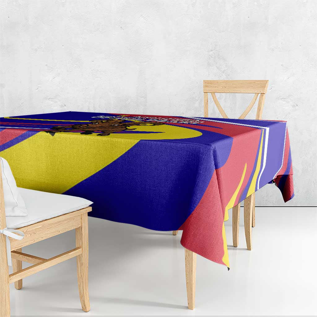 Andorra Tablecloth with Cartoon Ibex and Swirl Stripe Design TS04