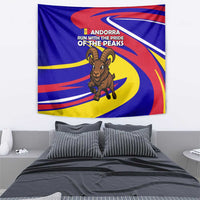 Andorra Tapestry with Cartoon Ibex and Swirl Stripe Design TS04