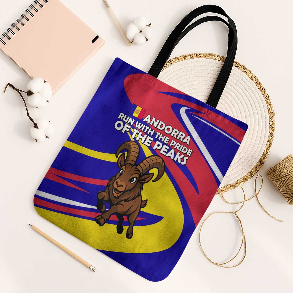 Andorra Tote Bag with Cartoon Ibex and Swirl Stripe Design - Wonder Print Shop